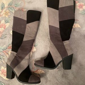 Y2K Patchwork Knee High Boots